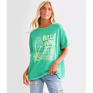 NWOT Billabong Hula Hut Boyfriend Tee Tropic Green Oversized T-Shirt Size Medium